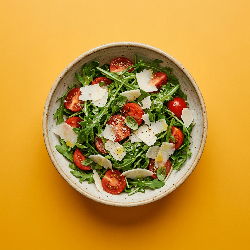 Frischer Rucola-Salat mit Kirschtomaten und Parmesan